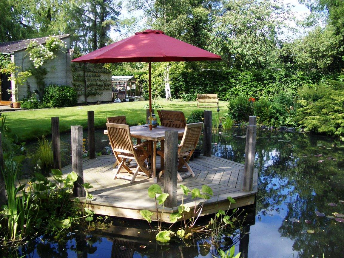 Natural pond with timber deck
